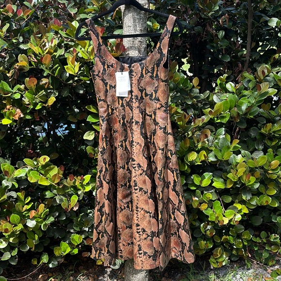 7 For All Mankind Faux Leather snakeskin Dress Sleeveless Midi. XS NWTs - Picture 5 of 17